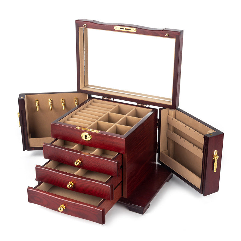 CAJA DE ALMACENAMIENTO DE JOYERÍA CAJA DE JOYERÍA DE MADERA DE GRAN CAPACIDAD MULTICAPA