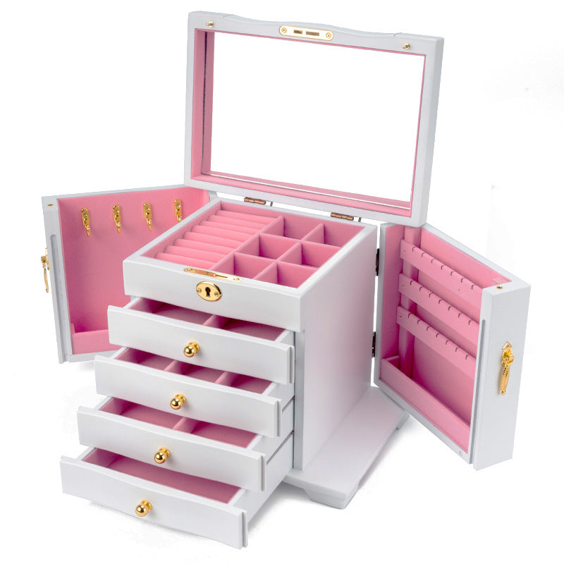 CAJA DE ALMACENAMIENTO DE JOYERÍA CAJA DE JOYERÍA DE MADERA DE GRAN CAPACIDAD MULTICAPA