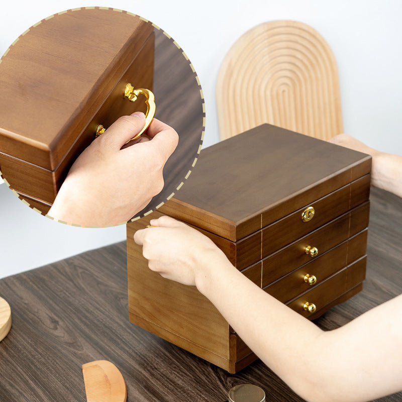 JOYERO RETRO DE MADERA MACIZA CON CERRADURA