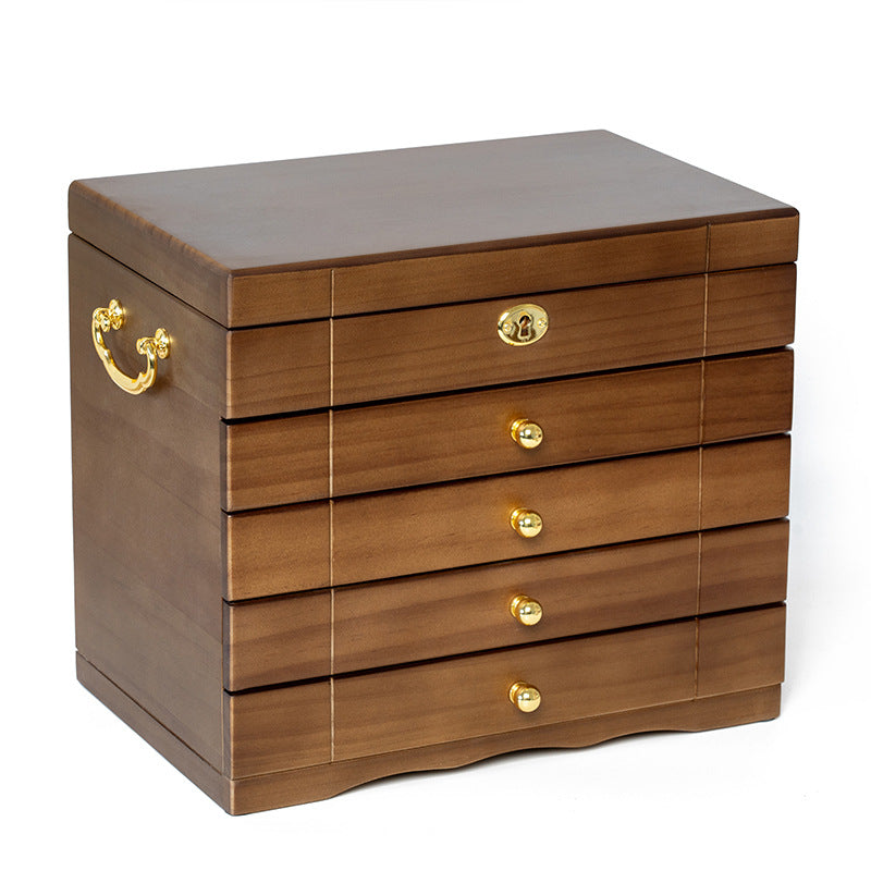 JOYERO RETRO DE MADERA MACIZA CON CERRADURA