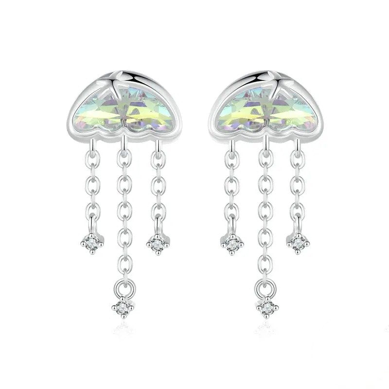 Pendientes de medusa iridiscente para mujeres y adolescentes