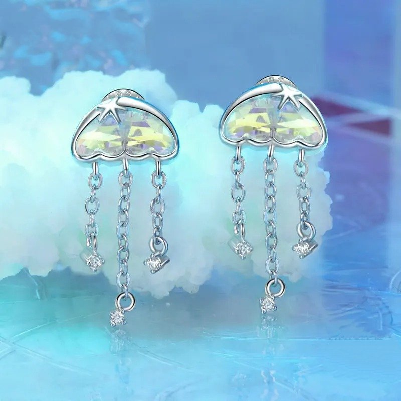 Pendientes de medusa iridiscente para mujeres y adolescentes