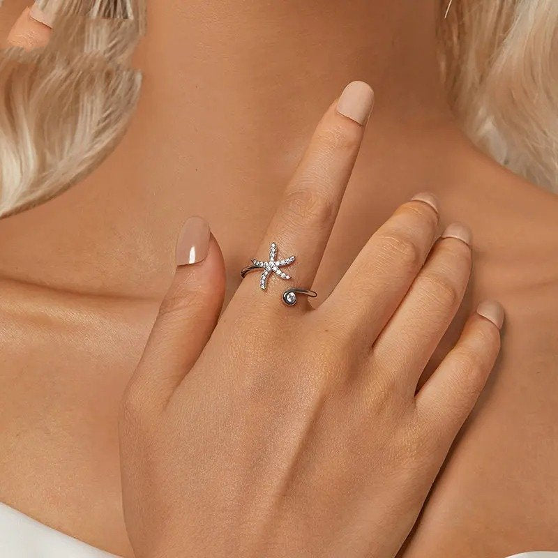 Anillo ajustable de estrella de mar simple