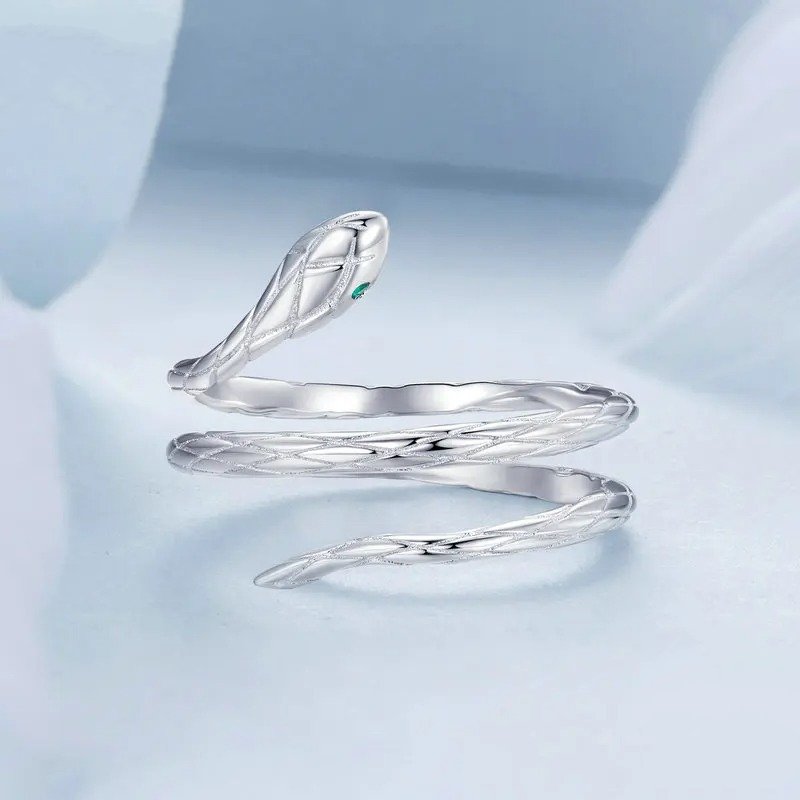 Bague ajustable serpent en argent sterling