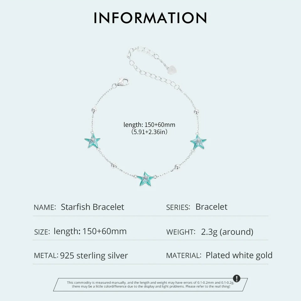 Pulseras de cadena de eslabones con estrellas de mar en degradado azul verdoso