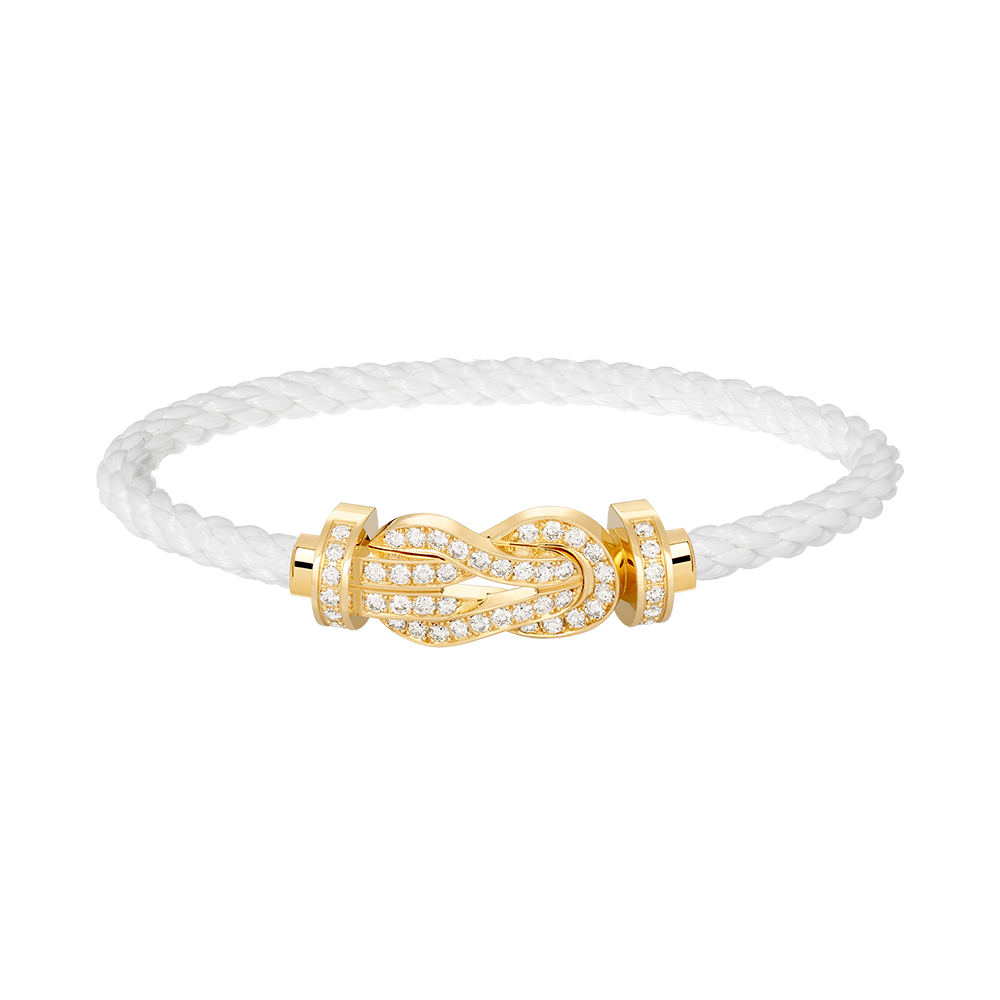 [Joyas Regalia] PULSERA GRANDE DE OCHO FIGURAS CON HEBILLA Y DIAMANTES EN ORO