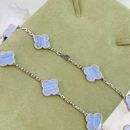 [Joyas Regalia] COLLAR DE CALCEDONIA PÚRPURA CON 10 MOTIVOS DE TRÉBOL