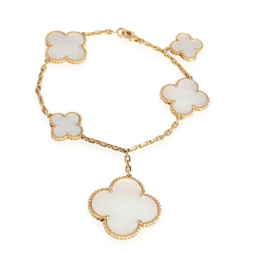 [Joyas Regalia]PULSERA DE ORO CON TRÉBOL MÁGICO Y 5 MOTIVOS