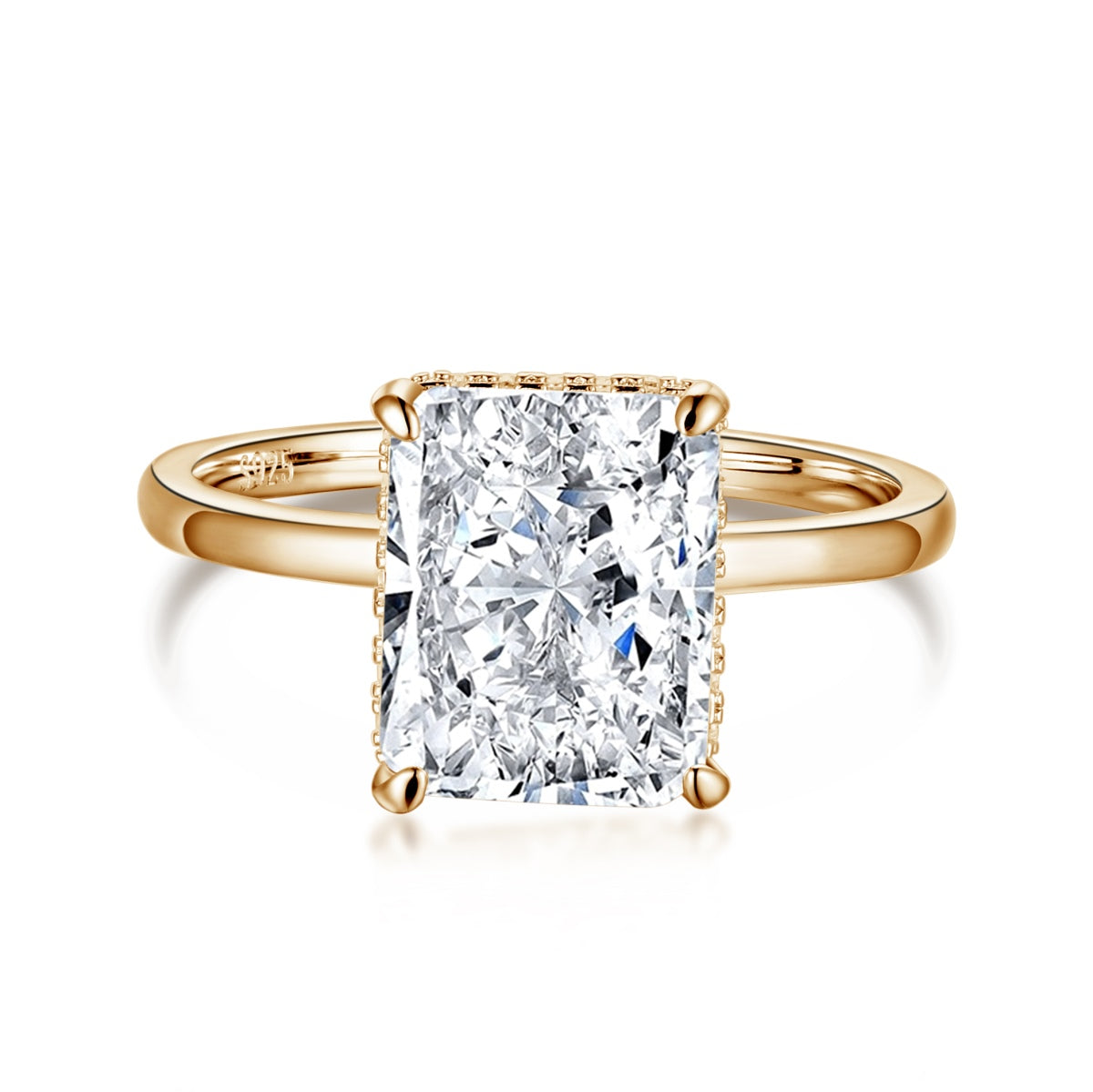 [Joyas Regalia] Anillo de banquete de 4,0 quilates con corte radiante y ornamentado