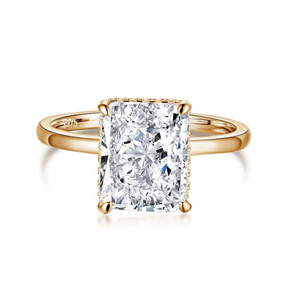 [Joyas Regalia] Anillo de banquete de 4,0 quilates con corte radiante y ornamentado