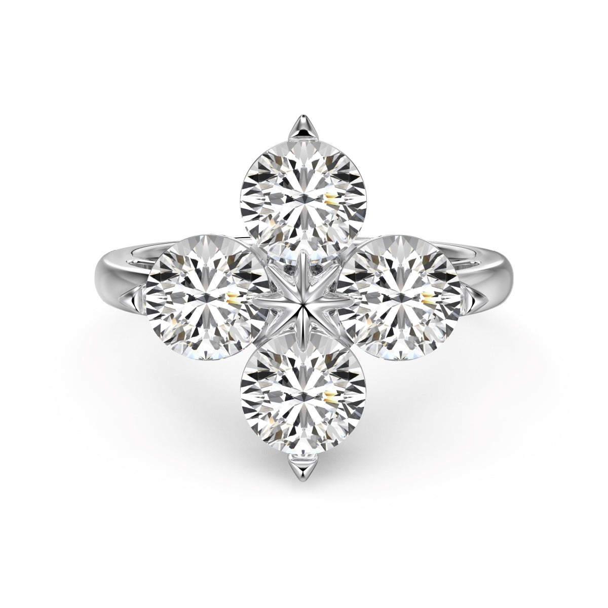 [Joyas Regalia] Anillo de trébol de cuatro hojas y estrella de ocho puntas