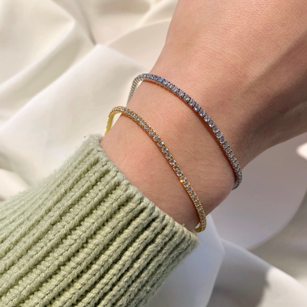 [Joyas Regalia] Pulsera de tenis con corte princesa brillante y radiante