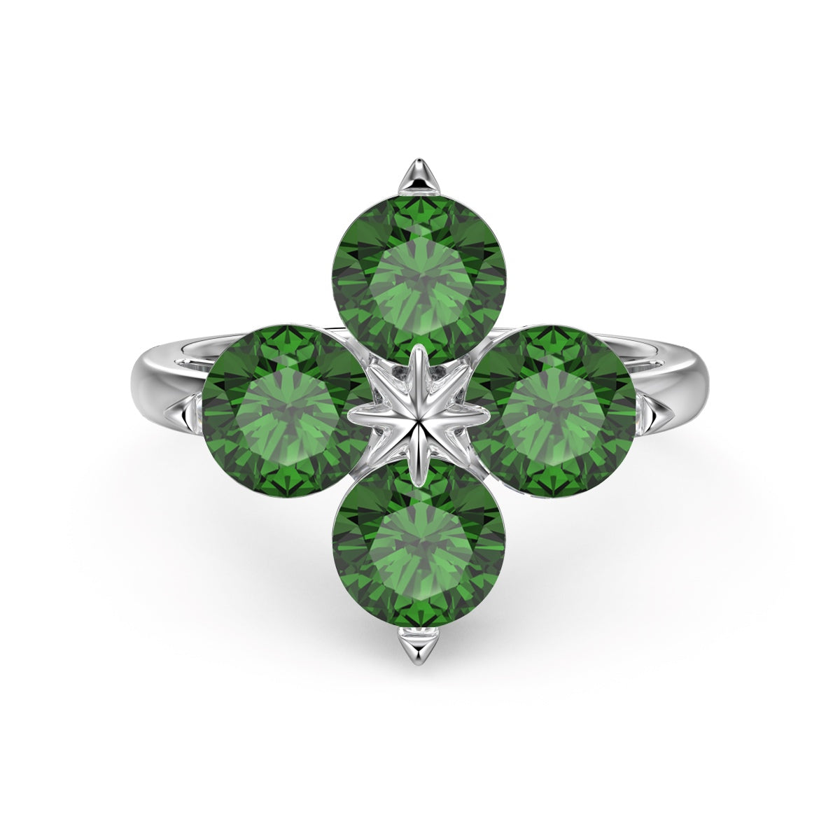 [Joyas Regalia] Anillo de trébol de cuatro hojas y estrella de ocho puntas