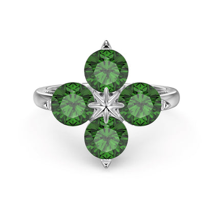 [Joyas Regalia] Anillo de trébol de cuatro hojas y estrella de ocho puntas