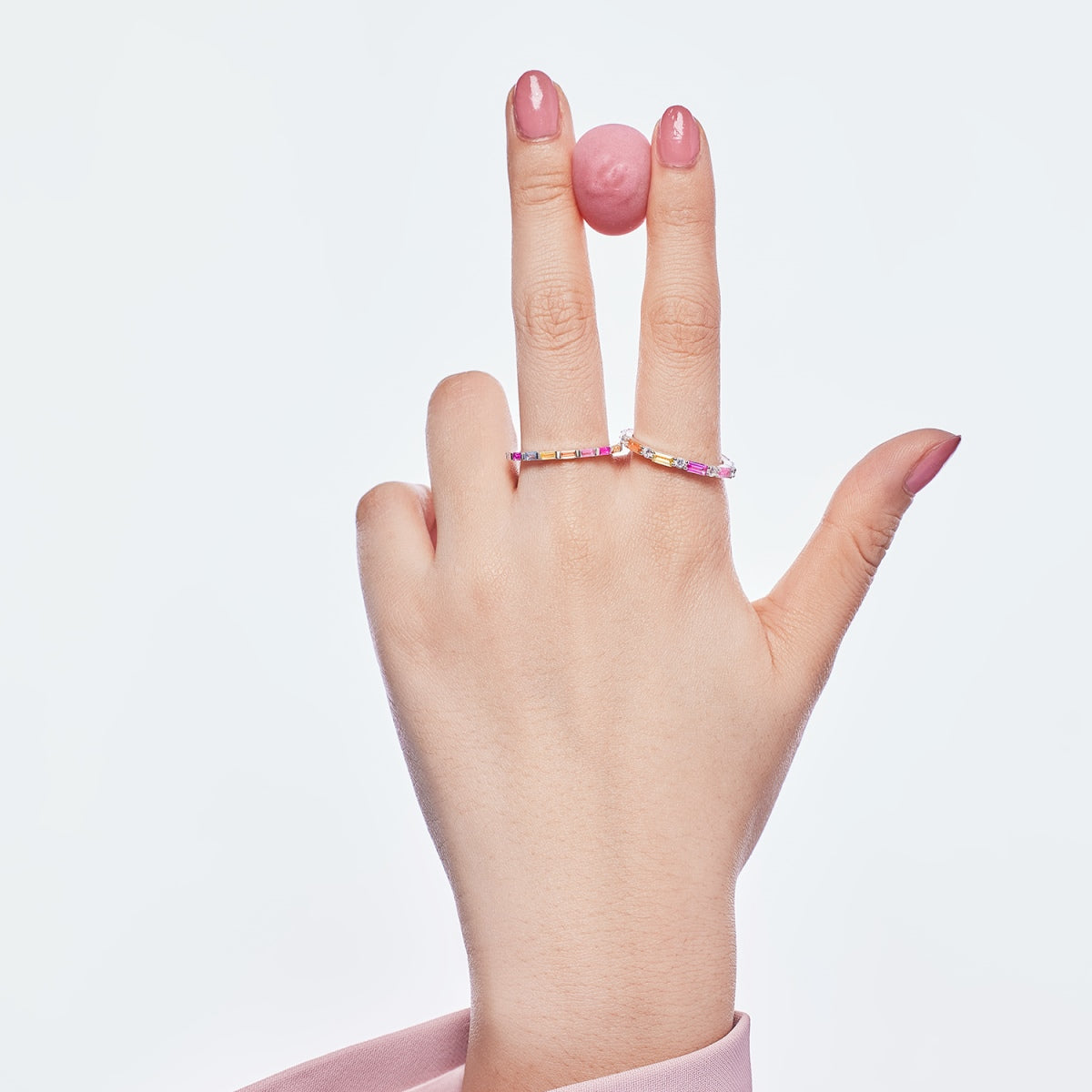 [Joyas Regalia] Exquisito anillo diario con corte esmeralda multicolor