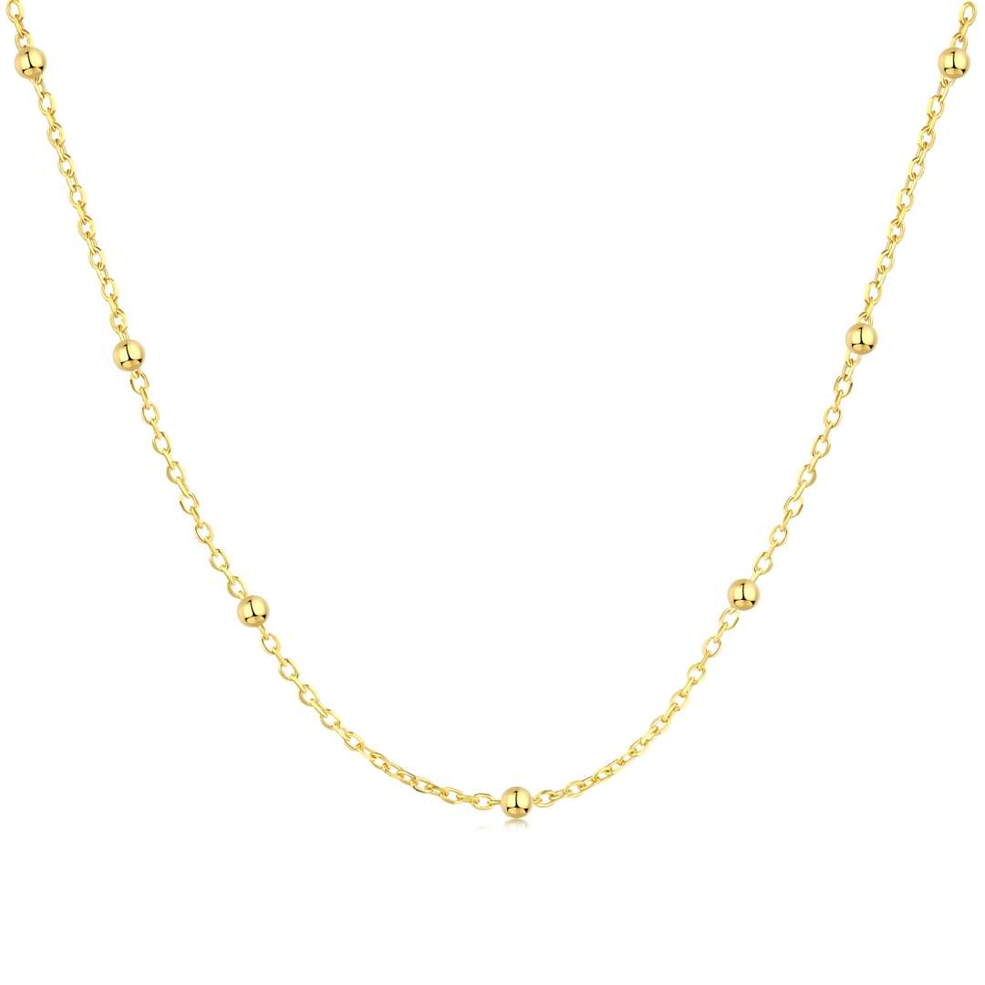 [Joyas Regalia] Collar sencillo con cadena de clavícula y cuentas pequeñas
