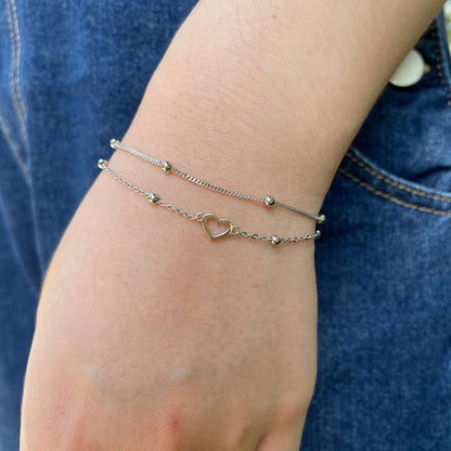 [Regalia jewelry]Dainty Double Layer Love Heart Bracelet