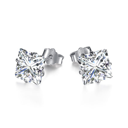 [Bijoux Regalia] Boucles d'oreilles à tige élégantes et brillantes avec pierre centrale carrée