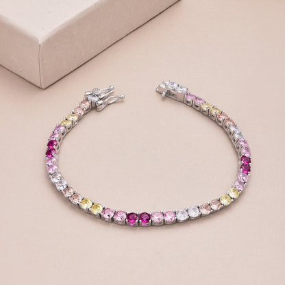 [Bijoux Regalia] Bracelet tennis rond coloré et éclatant