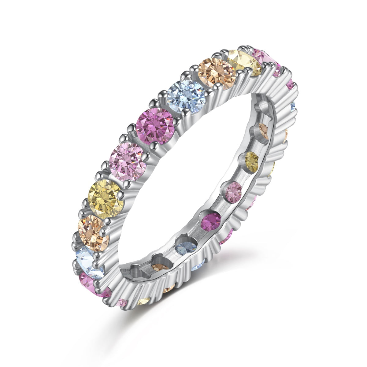 [Joyas Regalia] Anillo de tenis de corte redondo deslumbrante y brillante