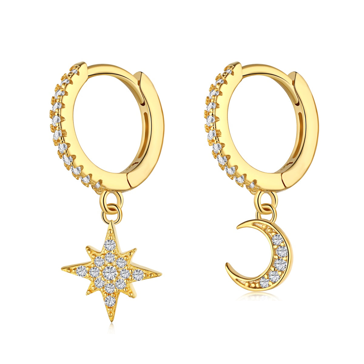[Bijoux Regalia] Boucles d'oreilles asymétriques étoile et lune