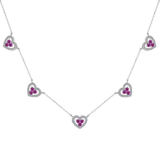 [Joyas Regalia]Collar de cinco corazones brillantes