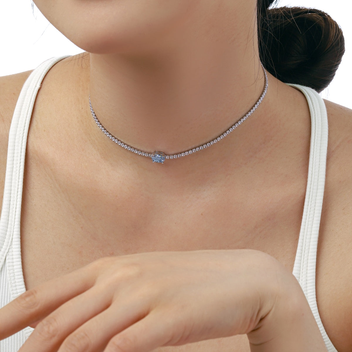 [Joyas Regalia] Collar de corte ovalado brillante de 1,0 quilates