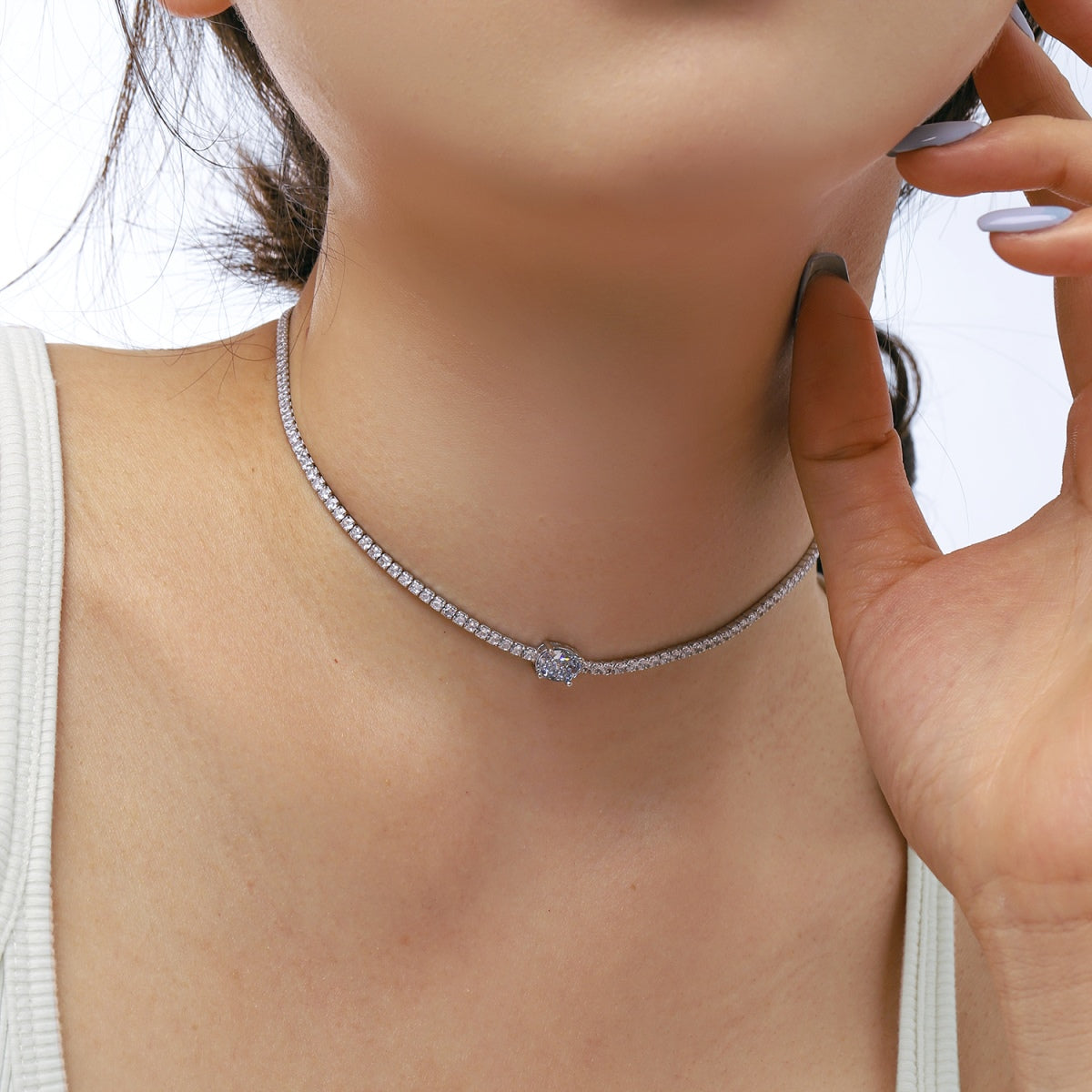 [Joyas Regalia] Collar de corte ovalado brillante de 1,0 quilates