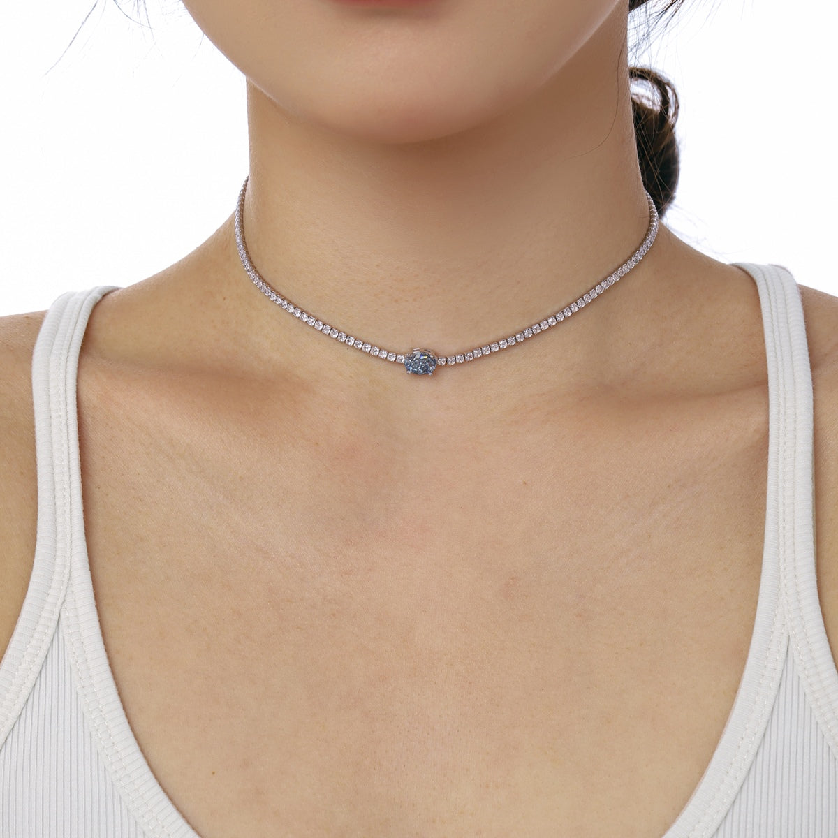 [Joyas Regalia] Collar de corte ovalado brillante de 1,0 quilates