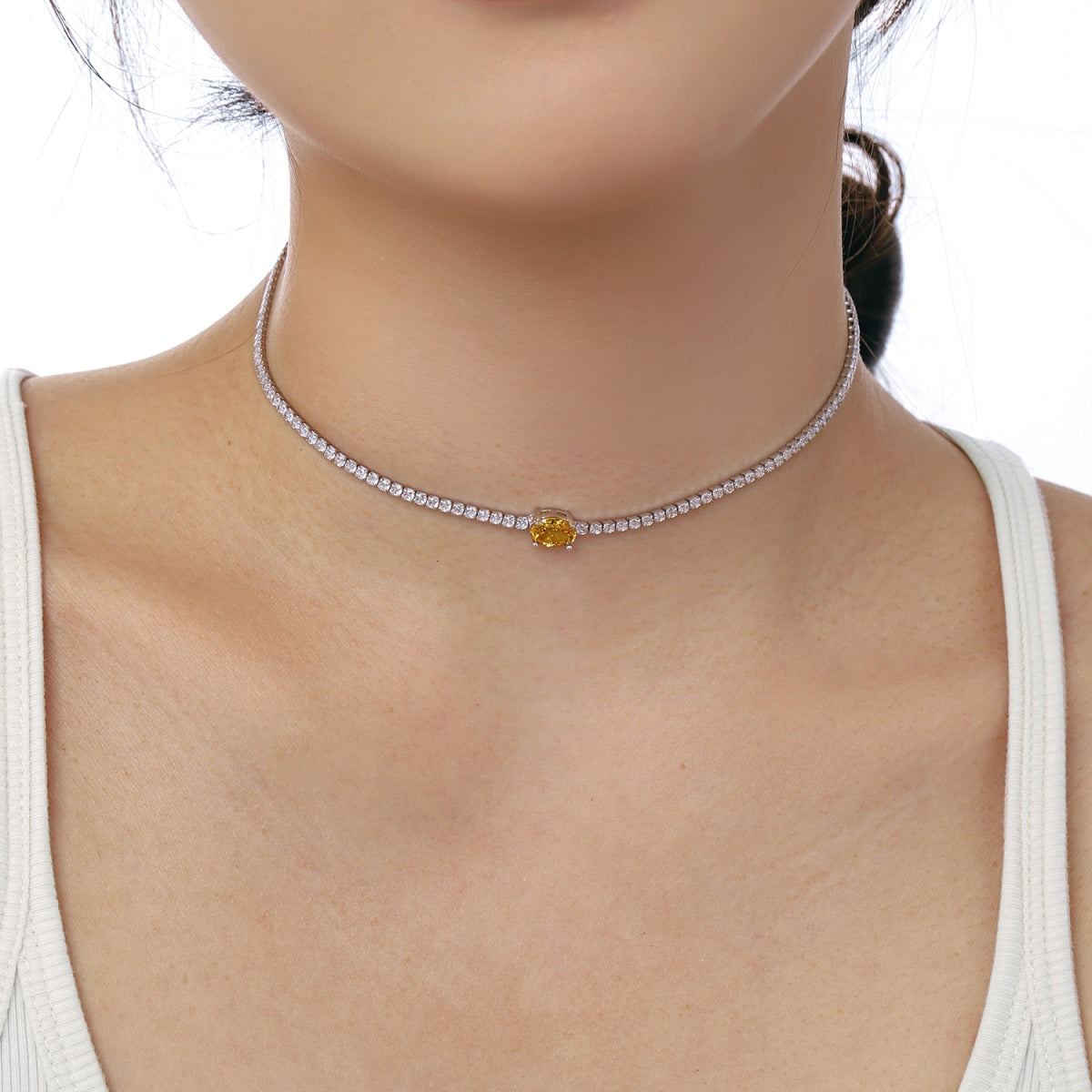 [Joyas Regalia] Collar de corte ovalado brillante de 1,0 quilates