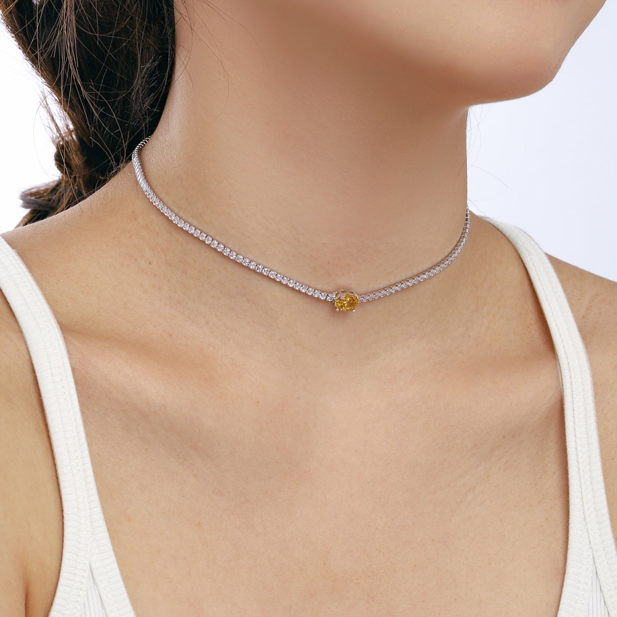 [Joyas Regalia] Collar de corte ovalado brillante de 1,0 quilates