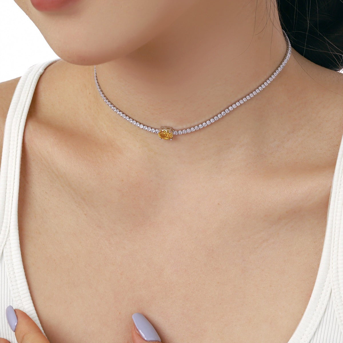 [Joyas Regalia] Collar de corte ovalado brillante de 1,0 quilates