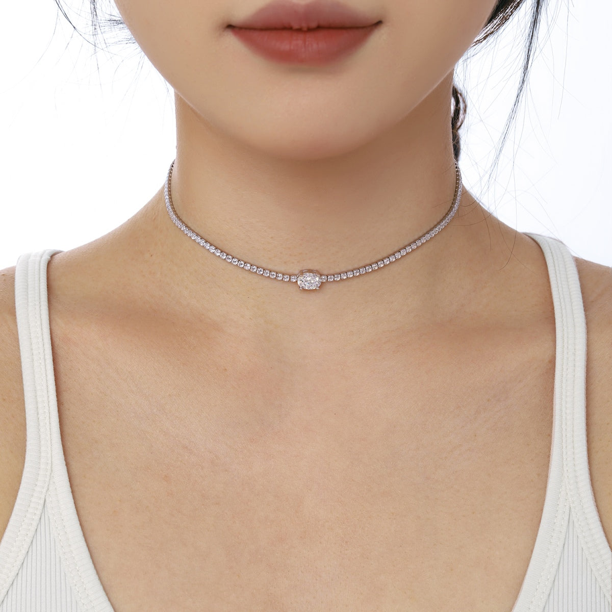 [Joyas Regalia] Collar de corte ovalado brillante de 1,0 quilates