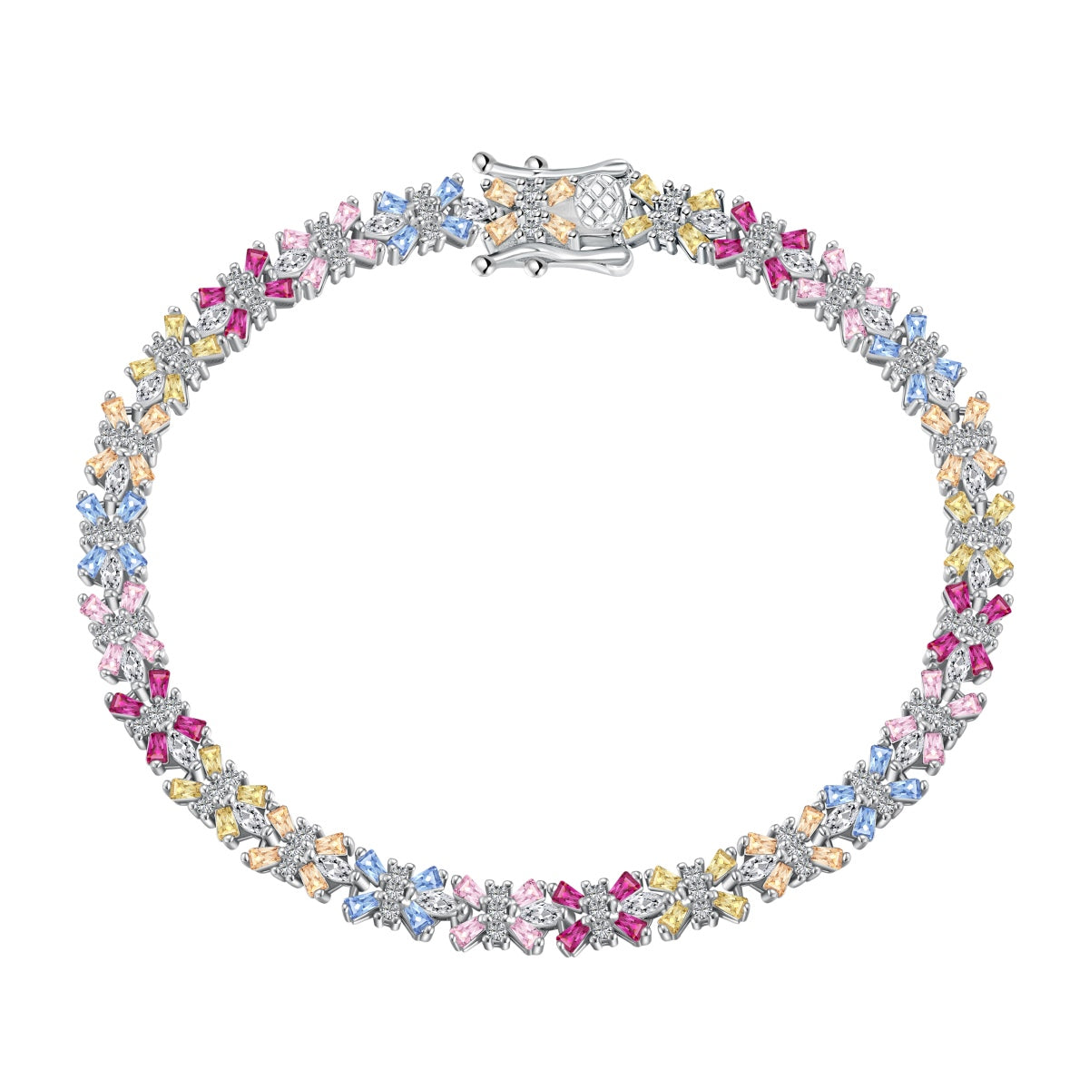 [Regalia jewelry]Radiant Colorful Emerald Cut Party Bracelet