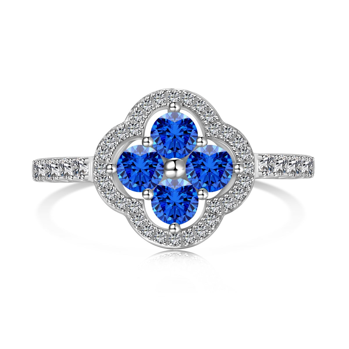 [Joyas Regalia] Anillo con diseño de flor de trébol de cuatro hojas