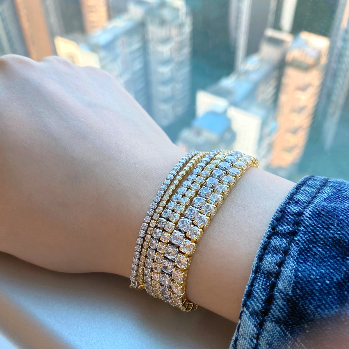[Joyas Regalia] Pulsera de tenis con corte princesa radiante y brillante