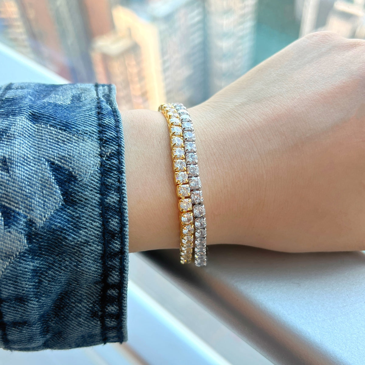 [Joyas Regalia] Pulsera de tenis con corte princesa radiante y brillante