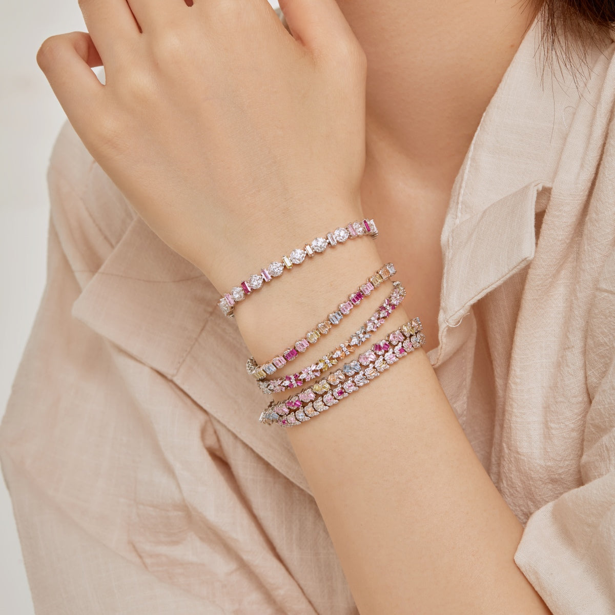 [Regalia jewelry]Delicate Colorful Emerald Cut Party Bracelet