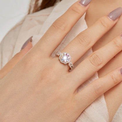 [Bijoux Regalia] Bague de mariage délicate et colorée en forme de fleur ronde coupée