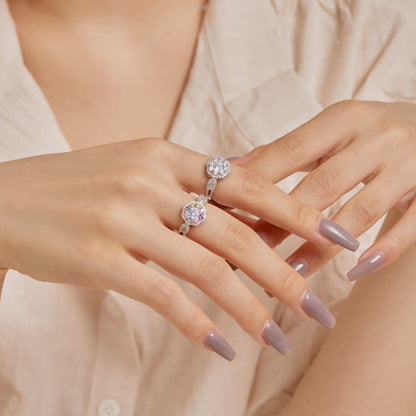 [Bijoux Regalia] Bague de mariage délicate et colorée en forme de fleur ronde coupée