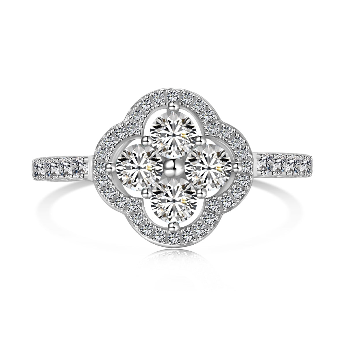 [Joyas Regalia] Anillo con diseño de flor de trébol de cuatro hojas