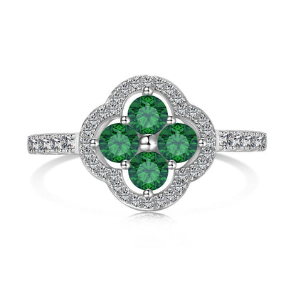 [Joyas Regalia] Anillo con diseño de flor de trébol de cuatro hojas