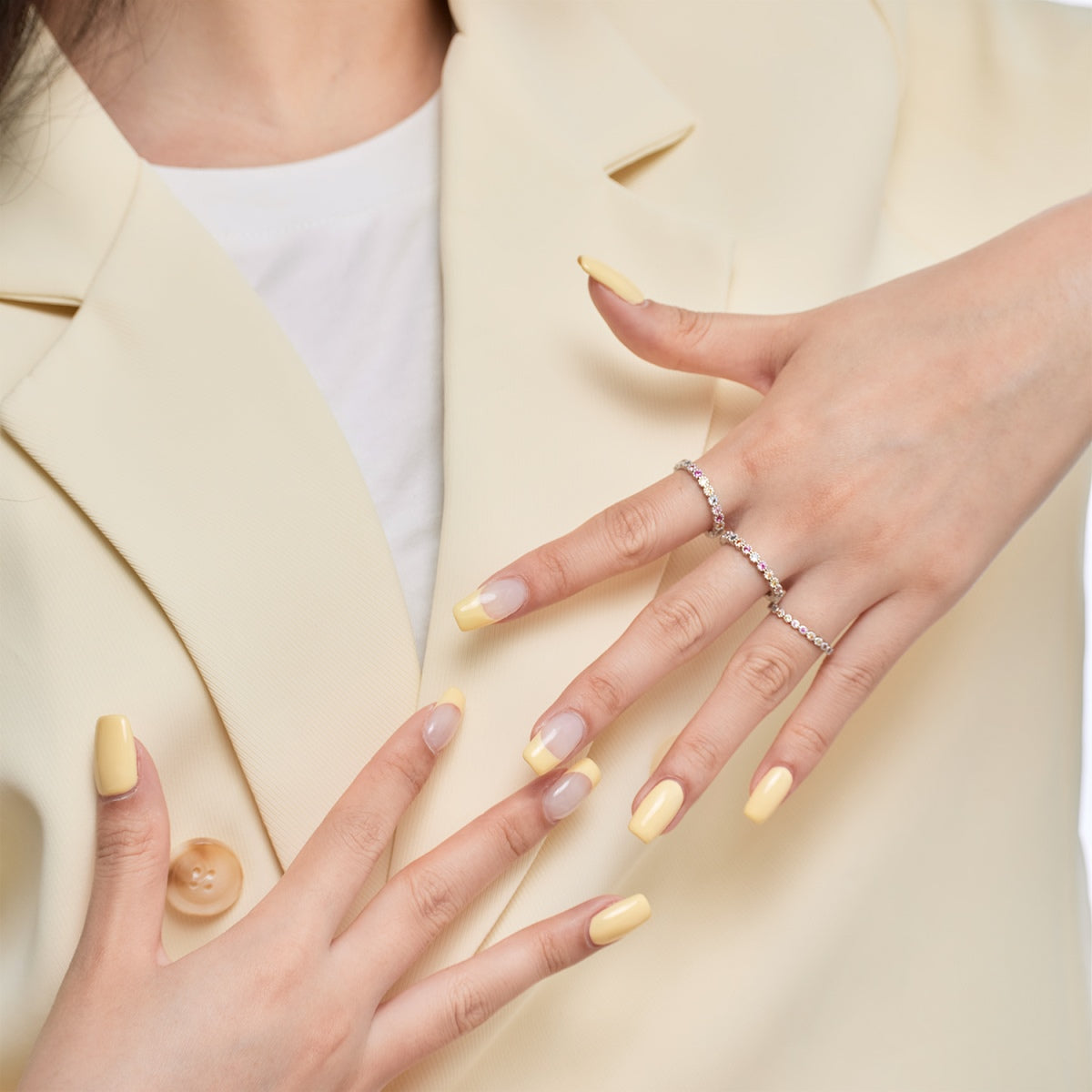 [Joyas Regalia] Anillo de tenis de corte redondo deslumbrante y brillante