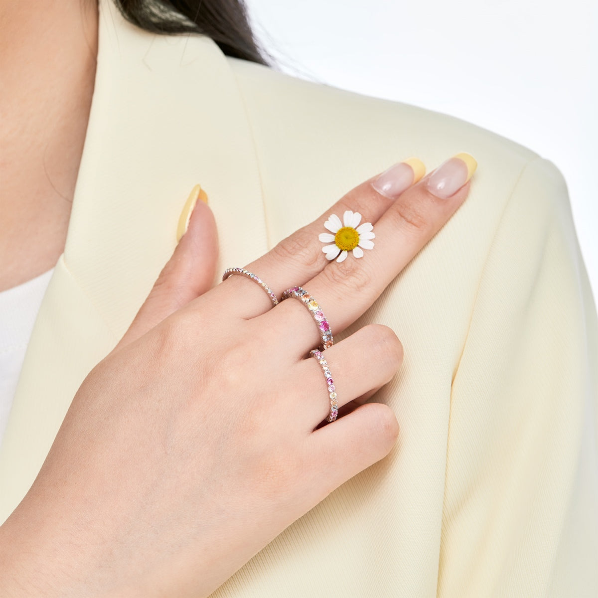 [Joyas Regalia] Anillo de tenis de corte redondo deslumbrante y brillante