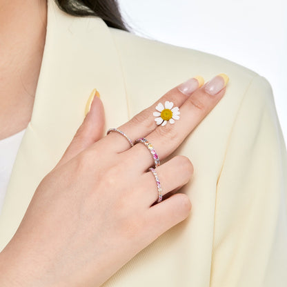 [Joyas Regalia] Anillo de tenis de corte redondo deslumbrante y brillante