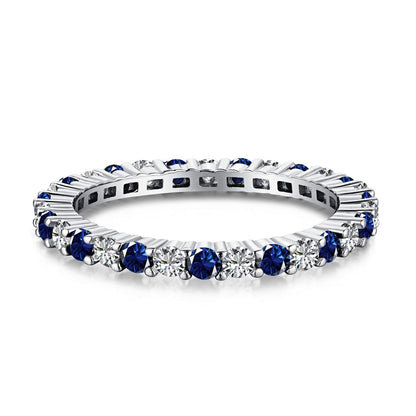 [Joyas Regalia] Exquisito anillo de tenis de corte redondo colorido