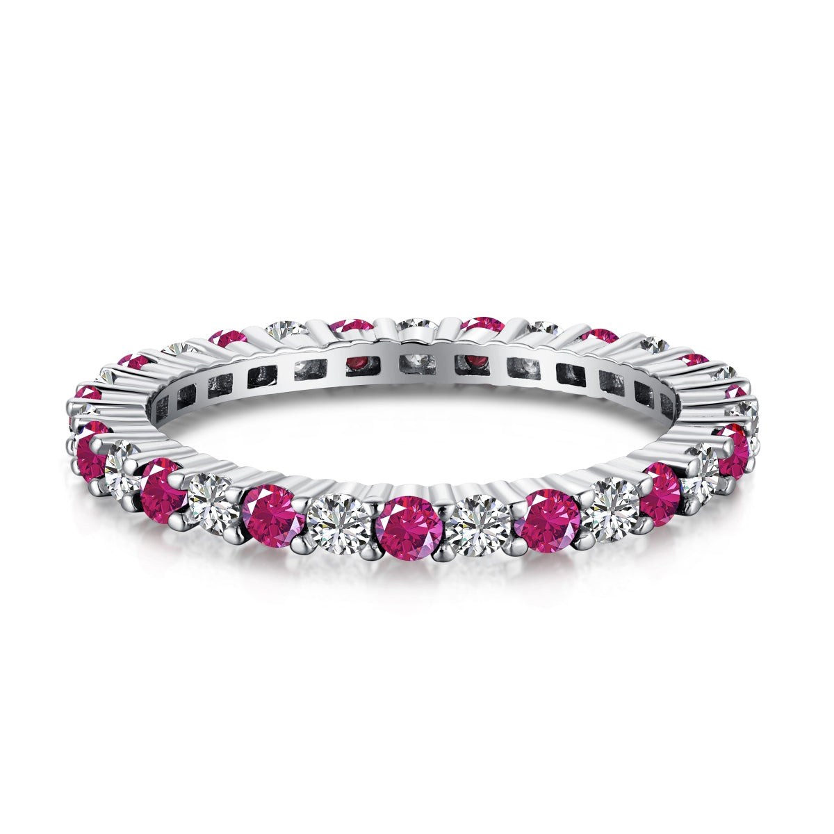 [Joyas Regalia] Exquisito anillo de tenis de corte redondo colorido