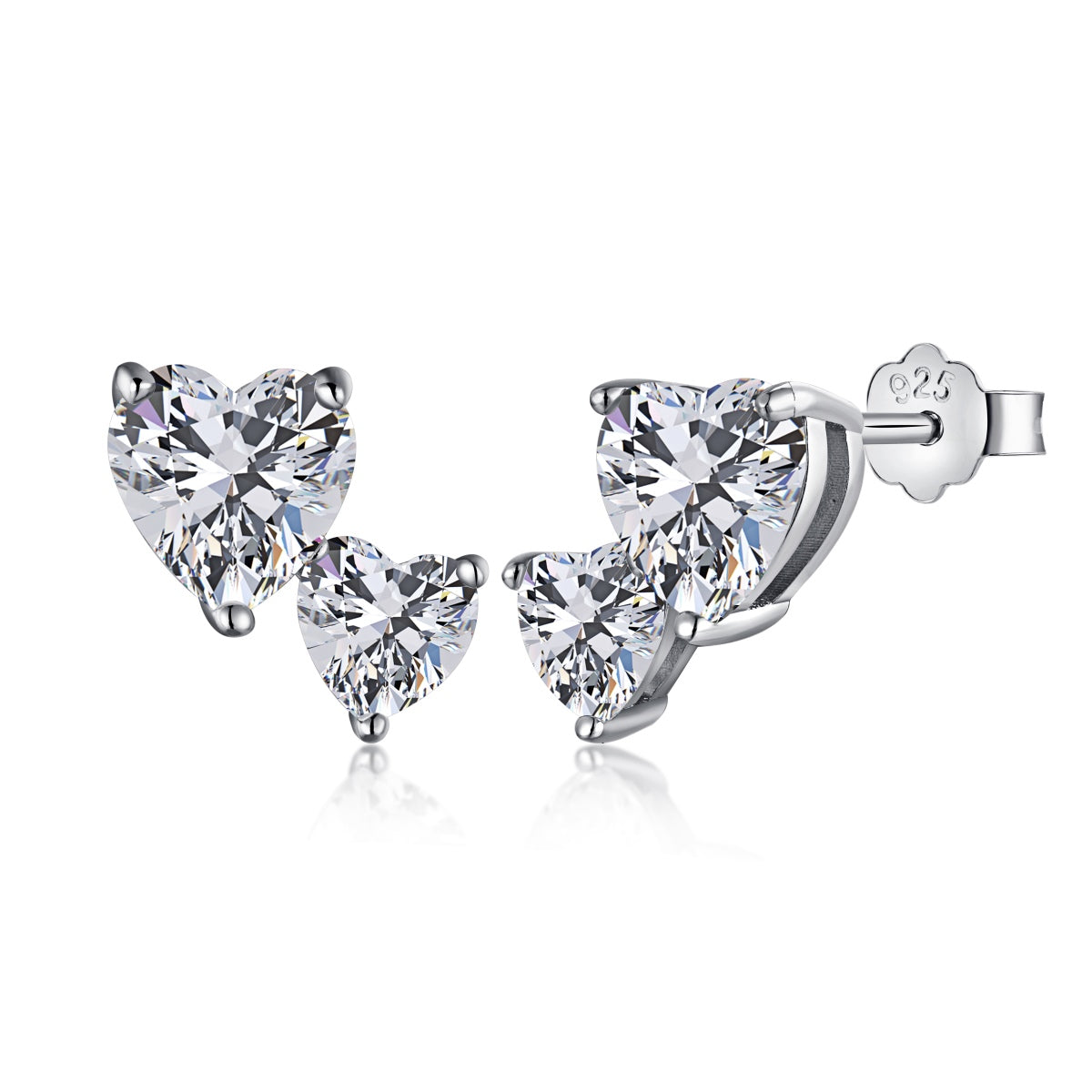 [Joyas Regalia] Pendientes clásicos estilo princesa con doble corazón
