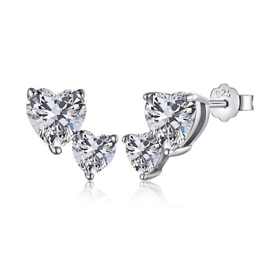 [Joyas Regalia] Pendientes clásicos estilo princesa con doble corazón