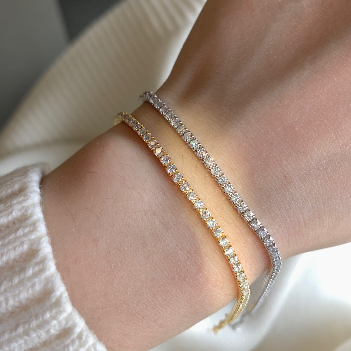[Joyas Regalia] Pulsera de tenis con corte princesa brillante y radiante